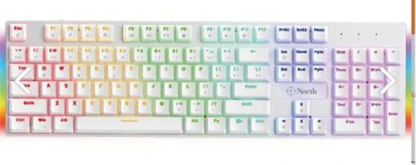 North Shield White Red Switch Türkçe Q RGB Beyaz Mekanik Gaming Klavye - 1