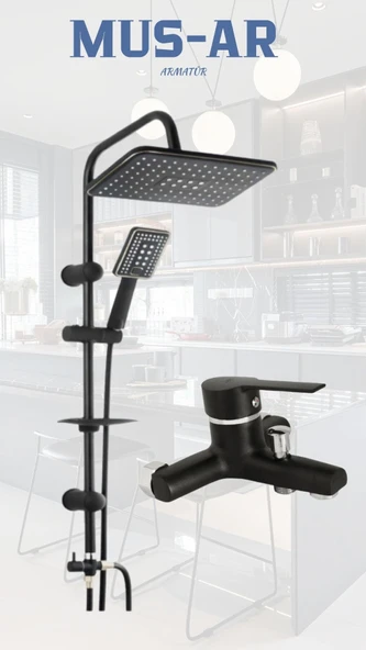 Siyah Yağmurlama Duş Robotu - Banyo Bataryası İkili Set ürün görseli