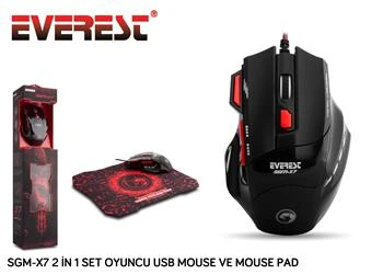 Everest SGM-X7 Usb Siyah Makrolu 7200dpi Oyuncu Mouse +Gaming Mouse Pad - 3