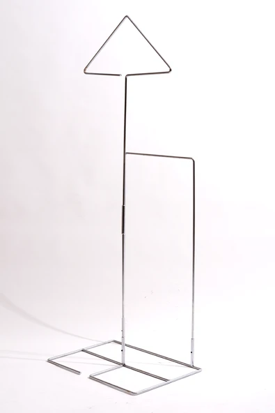 İkili Dilsiz Uşak Metal Portatif Elbise Askısı - Resim 3