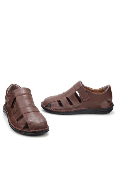 Pisagor Ps-33760 Erkek Ortopedik Deri Günlük Sandalet Ayakkabı - 4