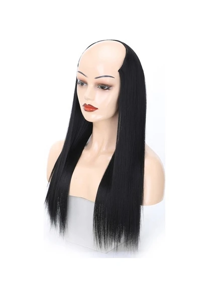 Cbtx Peruk Yarım Başlık Uzun Düz Saç U Şekilli Peruk Başlığı, Renk: 1.us-1b Siyah - 2