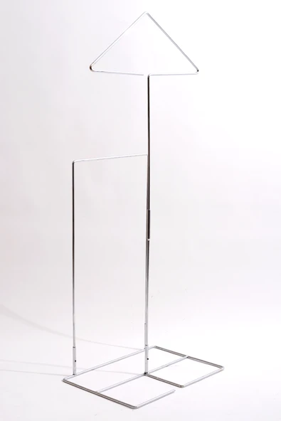 İkili Dilsiz Uşak Metal Portatif Elbise Askısı - Resim 2