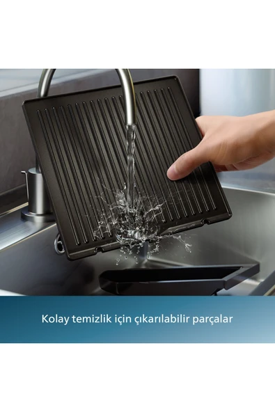 7000 Serisi Izgara ve Tost Makinesi, Hassas Dijital Kontrol, Izgara için Tam Açılır, HD6307/70 - Resim 7