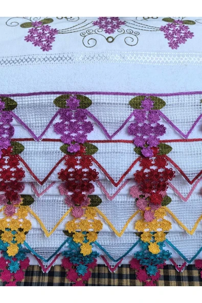 Peacock Çeyizlik işlemeli el havlusu , yüksek kalite güpürlü - 8