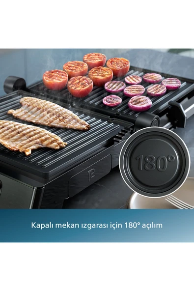 7000 Serisi Izgara ve Tost Makinesi, Hassas Dijital Kontrol, Izgara için Tam Açılır, HD6307/70 - Resim 8