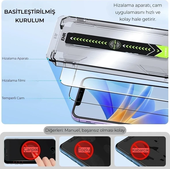 iPhone 16 Pro Otomatik Kolay Kurulum Aparatlı Toz Bırakmayan Full Kaplayan Ekran Koruyucu Cam(2 Adet) - 2