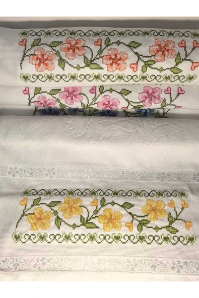 Peacock Kanaviçe nakışlı Premium hediyelik ve Çeyizlik havlu