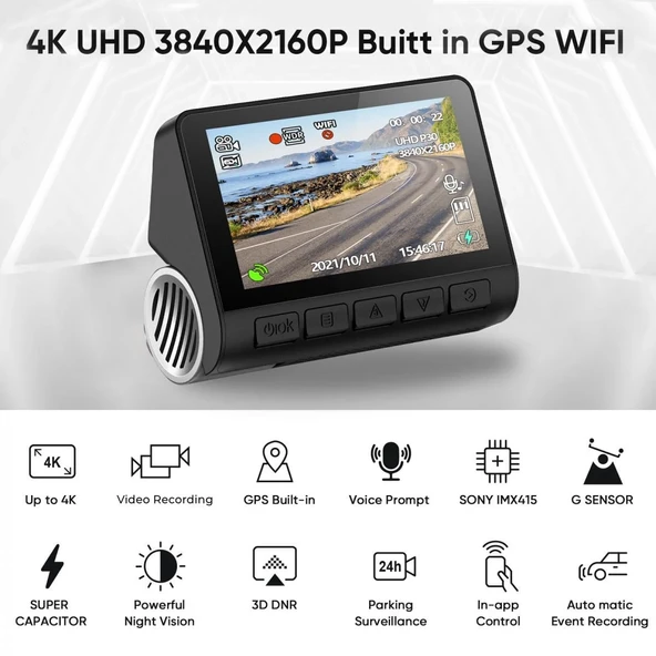 GO-4K GPS WİFİ ARAÇ KAMERASI DVR - 2