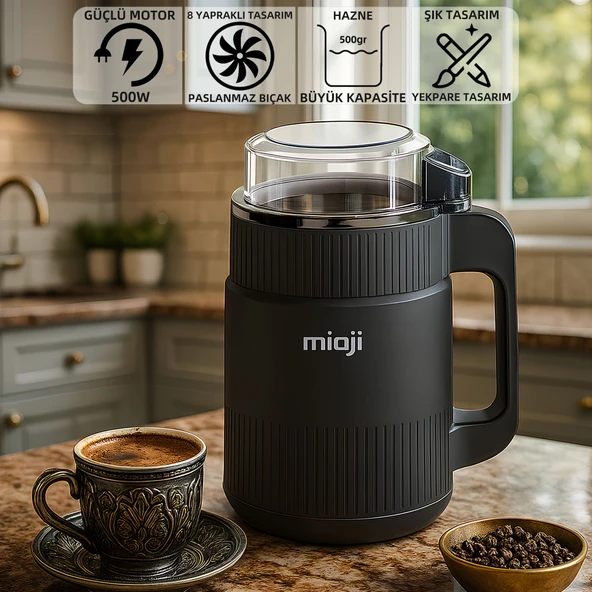 Mioji Mio CG34 500W Paslanmaz Çelik Bıçak Kompakt Baharat ve Kahve Öğütücü Siyah
