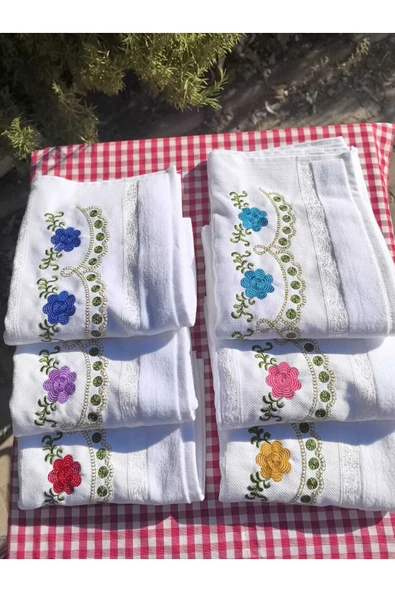 Peacock 3'lü Nakışlı , Çeyize Uygun , Hediyelik El Havlusu %100 Pamuk - 4
