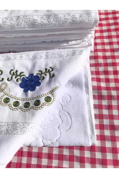 Peacock Nakışlı , Çeyize Uygun , Hediyelik El Havlusu %100 Pamuk - 4