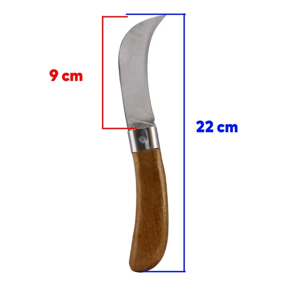 Fidan Aşı Bıçağı Eğri Uçlu Bağ Bıçağı Ara Çakı 21 cm + Aşı Bandı + Aşı Macunu (3'LÜ SET) - 2