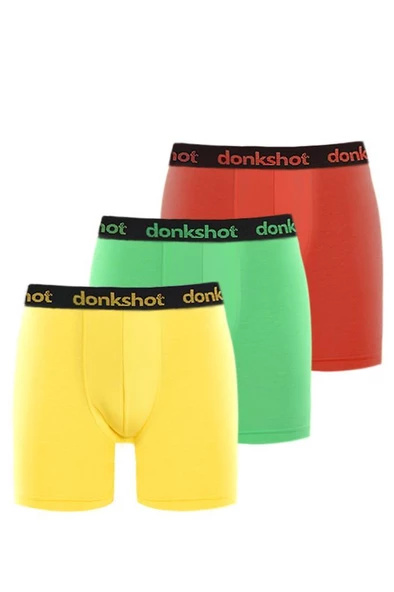 Donkshot Likralı Compact Uzun Erkek Boxer 3'lü 1104V2 (Sarı-Yeşil-Kırmızı)