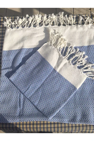 Peacock Kara tezgah dokuma peştemal & peşkir 2'li set yumuşak dokulu %100 pamuk (100x180cm , 50x100cm) - 10