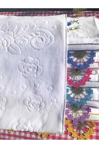 Peacock 3'lü Nakışlı , Çeyize Uygun , Hediyelik El Havlusu %100 Pamuk - 5