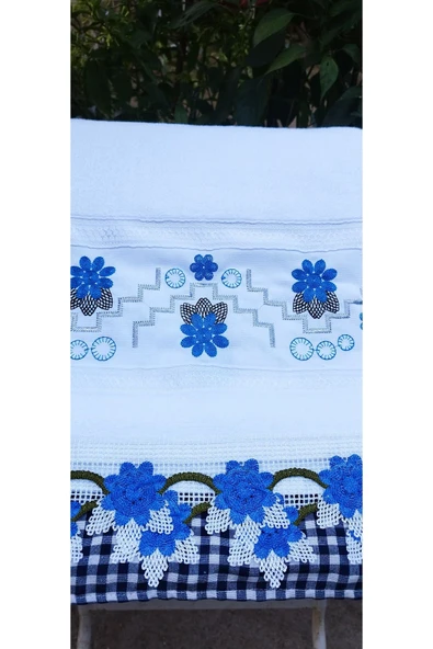 Peacock 10 Adet Güpürlü , işlemeli , Çeyize uygun yüksek kalite el havlusu (karma renk ve model) - 6