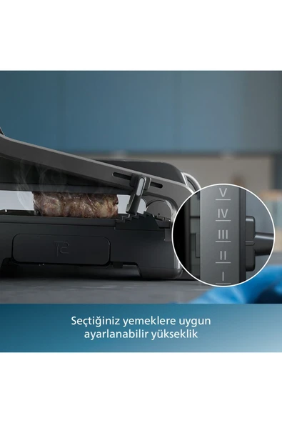 7000 Serisi Izgara ve Tost Makinesi, Hassas Dijital Kontrol, Izgara için Tam Açılır, HD6307/70 - Resim 6