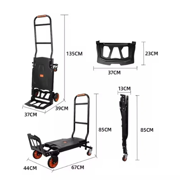 Ayarlanabilir Katlanabilir Yük Koli Taşıma Arabası Dört Tekerlekli 120 Kg - 4