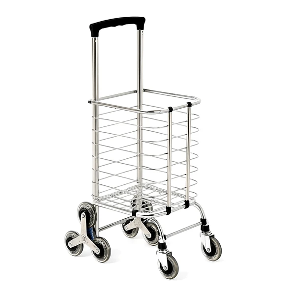 Taşınabilir Katlanabilir Alışveriş Pazar Arabası Altı Tekerlekli Metalik 30 Kg - 1