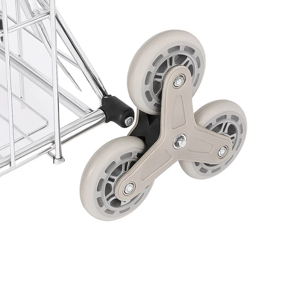 Taşınabilir Katlanabilir Alışveriş Pazar Arabası Altı Tekerlekli Metalik 30 Kg - 5