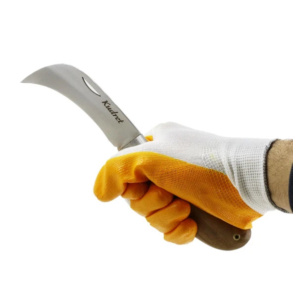 Kudret Aşı Bıçağı Eğri Uçlu Bağ Bıçağı Ara Çakı 21 cm + Aşı Macunu (2Li SET) - 5