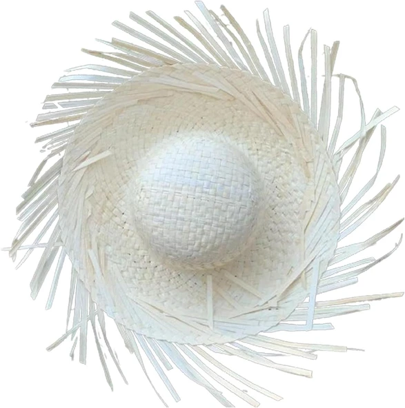 Tropikal Parti Beyaz Hasır Hawaii Şapkası 13x36 cm - 1