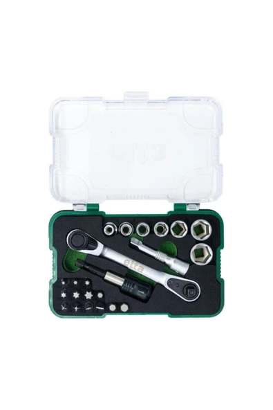 Elta 1/4" Altıköşe Cırcırlı Lokma Anahtar Ve Bits Uç Seti 23 Parça - 3
