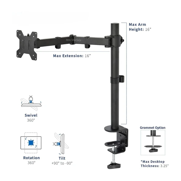 Monitör Kolu Monitör Standı Askı Aparatı Ayarlanabilir Ayağı Masaüstü Tutucu 14" 32" 10kg - 5