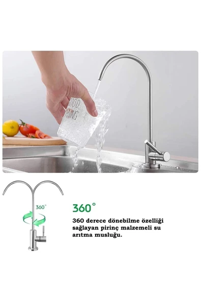 Su Arıtma Cihazı Için Sus304 Paslanmaz Fırçalanmış Deve Boyunlu Avrupa Lüks Musluk - 3
