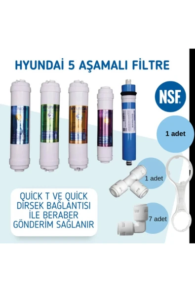 Su Arıtma Filtre Seti 5'li Takım ve Bağlantı Parçaları - Nsf Onaylı - Orijinal