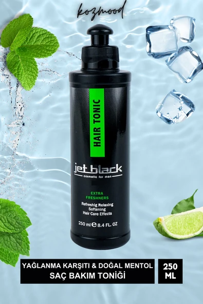 HAİR SHOT Yağlanma Karşıtı & Doğal Mentol Saç Bakım Toniği 250 Ml - Buz Etkili Jet Black Tonik