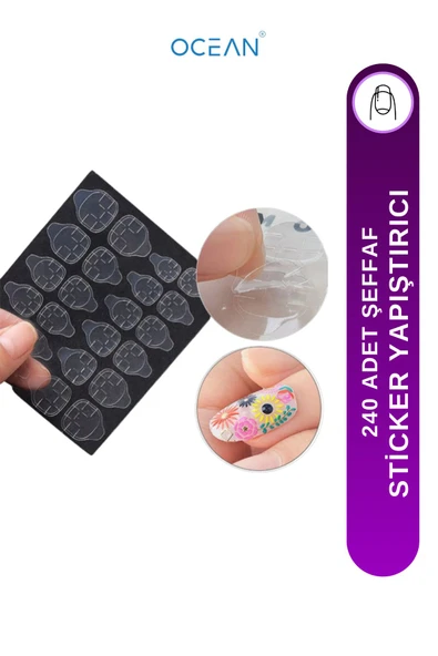 OCEAN Tırnak Yapıştırıcısı Sticker Şeffaf 240 Adet
