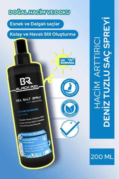 BLACK RED Saç Deniz Tuzu Spreyi - Sea Salt Spray Orta Tutuşlu Hacimlendirir Anti Uv Saç Şekillendirici