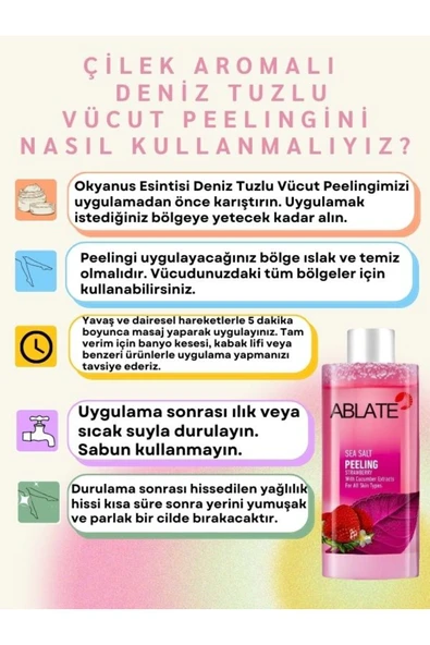 ABLATE Anında Soyucu Peeling - Ölü Deri Arındırıcı, Yenileyici - Vücut, Yüz Peelingi Çilek Aromalı 200 Ml. - 3
