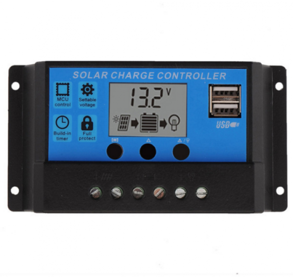 URETECH 10A - 12/24V Solar Şarj Kontrol (Regülatörü) 2 li Usb Çıkışlı ürün görseli 1