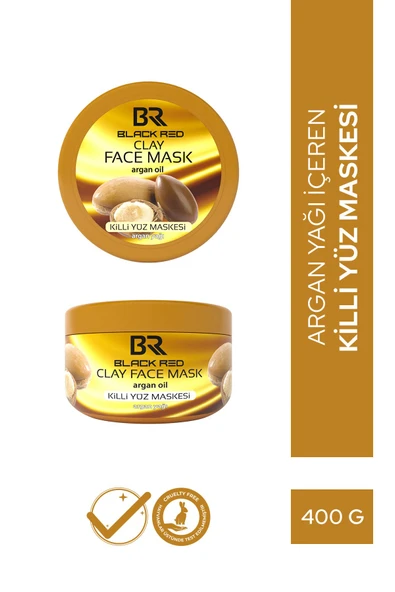 BLACK RED Br Kil Maskesi Anti-aging Ve Nemlendirici Yüz Maskesi Argan Içerikli Killi Yüz Maskesi - 400g
