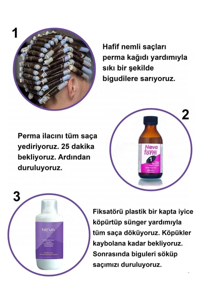 KOCAMAN KOZMETİK Perma Bigudi Full Set No:1 - Boyalı Saçlar (Bigudi + Lastik + Perma Kağıdı + Perma İlacı + Fiksatör) - 2
