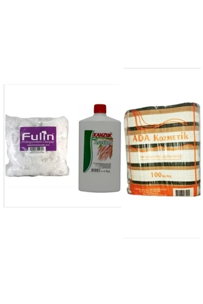 KANZUK Aseton 1 Lt + Pedikür Terliği 50 Çift + Pedikür Galoşu 50 Adet