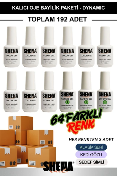 SHENA Kalıcı Oje Bayilik Paketi 192 Adet Tüm Renkler - Toptan Oje - UV/LED Gel Polish 15 Ml - Dynamic
