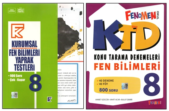 KURMAY 8.SINIF KURUMSAL YAPRAK TEST+FENOMEN KTD FEN BİLİMLERİ (2 KİTAP)