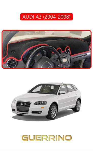 NEYA  AUDI A3 (2004-2008)TORPİDO KORUMA HALISI KIRMIZI KENAR ürün görseli 1