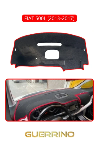 NEYA  FIAT 500L 2013-2017 Modellerine UygunTORPİDO KORUMA HALISI KIRMIZI KENAR - 1