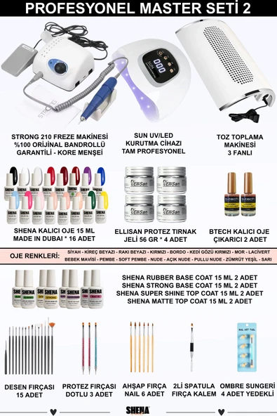 SHENA Kalıcı Oje - Protez Tırnak Master Seti 2 (STRONG FREZE-UV-TOZ ALMA | OJE - BUILDER JEL | AKSESUAR) - 2