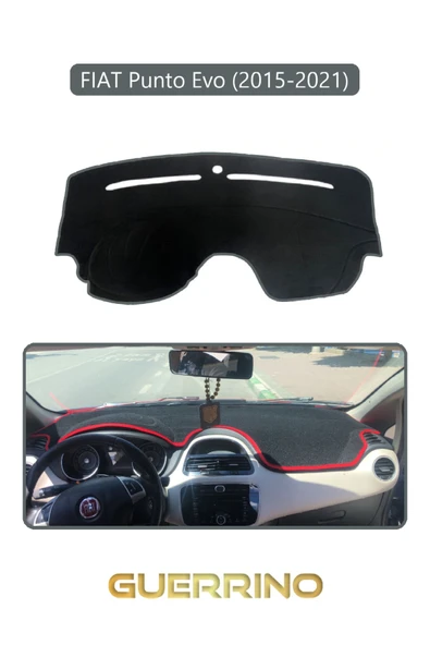 NEYA  FIAT Punto Evo 2015-2021 Modellerine UygunTORPİDO KORUMA HALISI GRİ KENAR - 1