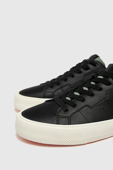 Pull & Bear Siyah - Casual Günlük Spor Ayakkabı  Siyah - Yeşil - Resim 2