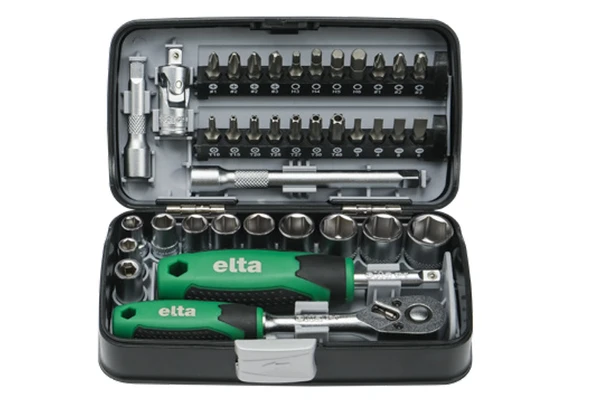 Elta 1/4" Altı Köşe Cırcırlı Lokma Anahtar ve Bits Set 38 Parça 14000005078