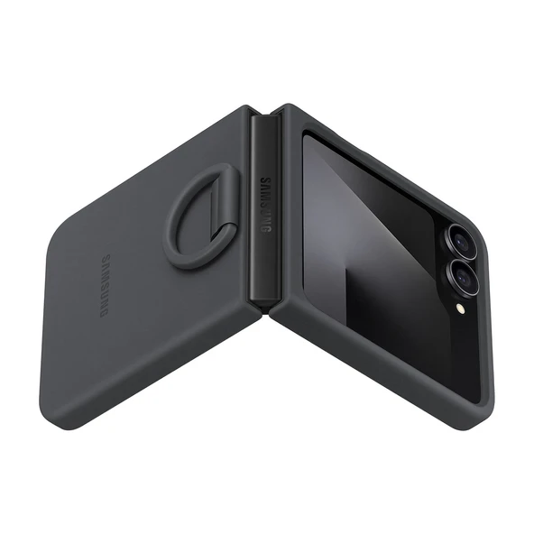 Samsung Galaxy Z Flip FE Yüzüklü Silikon Kılıf - Siyah - 2