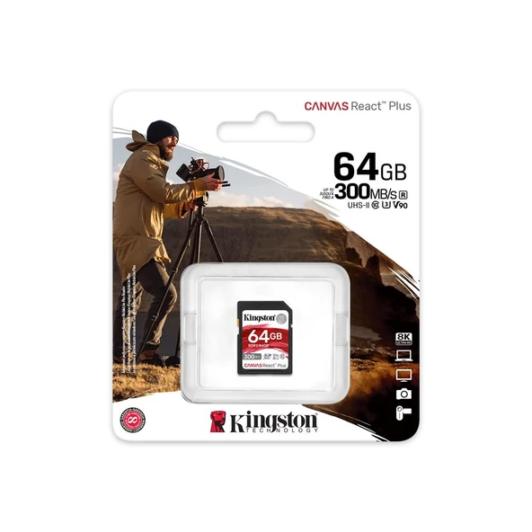 Kingston SDR2-64GB Canvas React Plus SDXC UHS-II 300R-260W U3 V90 for Full HD-4K-8K Hafıza Kartı - 2
