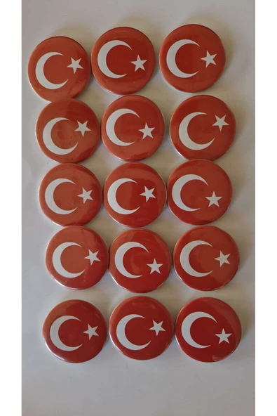 yıldızkurdelaankara Türk Bayragı Buton Rozet 20 Adet 58 Mm - 2